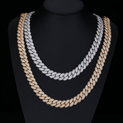 14mm Cuban Link Chain Necklace & Bracelet, Iced CZ, Unisex