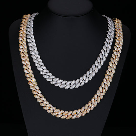14mm Cuban Link Chain Necklace & Bracelet, Iced CZ, Unisex