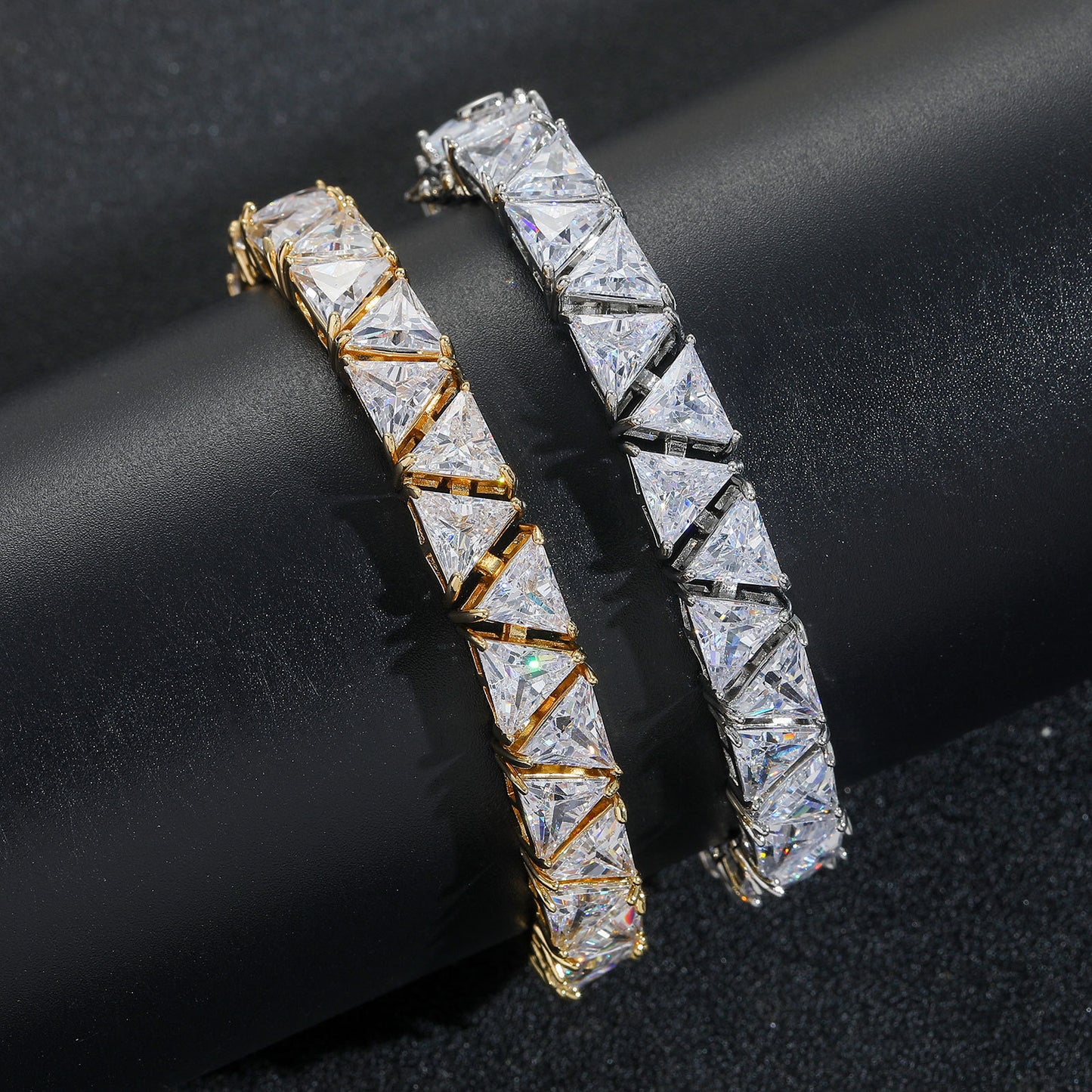 Minimalist Geometric Tennis Chain Cubic Zirconia Bracelet for Men