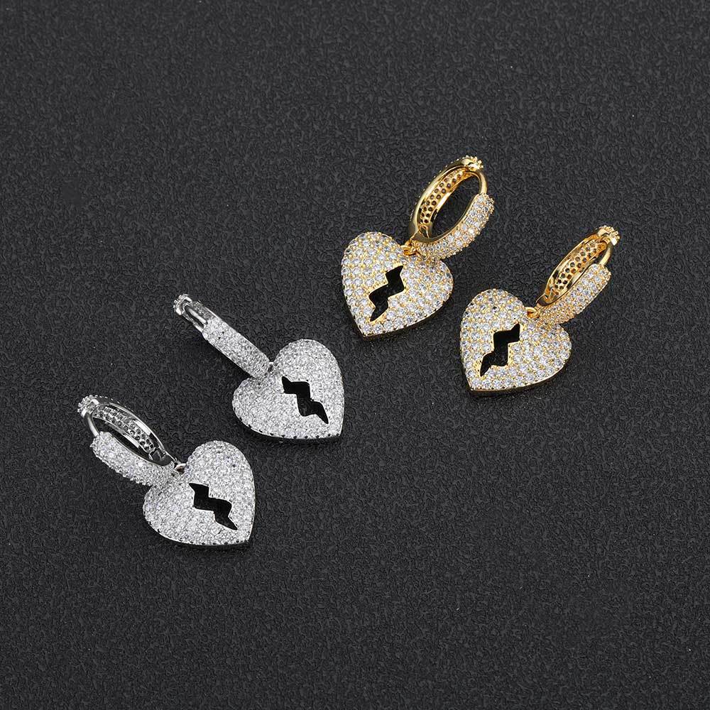 Broken Heart CZ Drop Hoop Copper Earrings - EAR021 product image