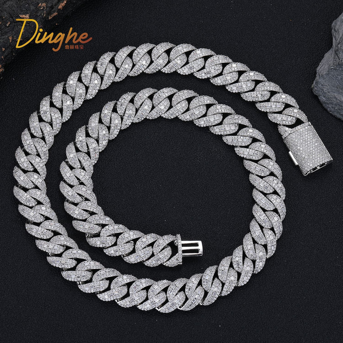 15mm Iced Out Cuban Link Chain Bracelet Necklace, Unisex Hip Hop Jewelry product image