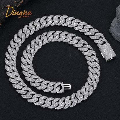 15mm Iced Out Cuban Link Chain Bracelet Necklace, Unisex Hip Hop Jewelry