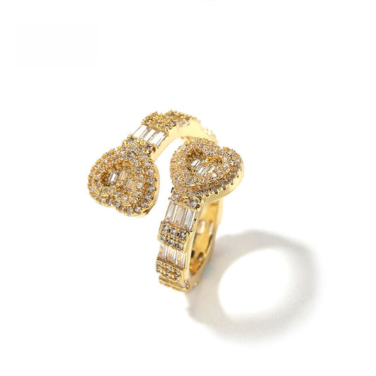 Unisex Heart Shaped Cubic Zirconia Statement Ring in Gold, Silver & Rose Gold