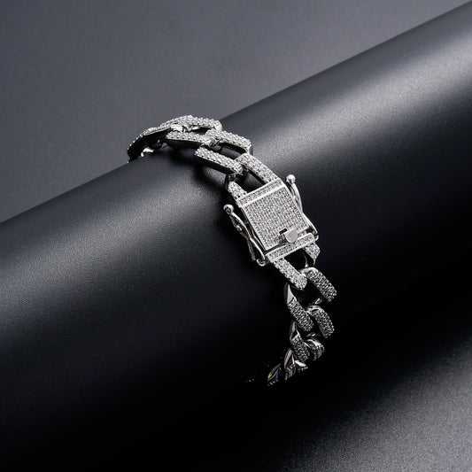 Hip Hop Minimalist Diamond Shape Cuban Link Cubic Zirconia Bracelet for Men