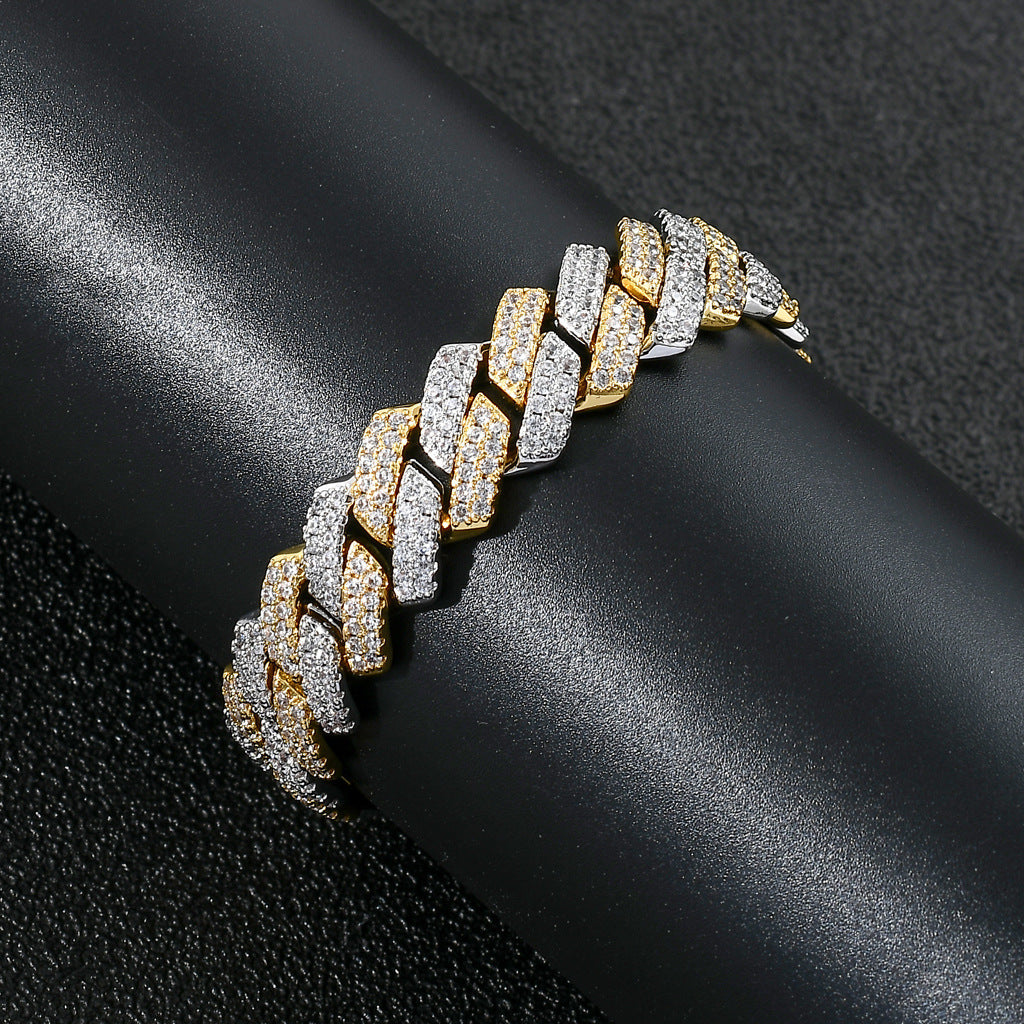 Hip Hop Minimalist Diamond Shape Cuban Link Cubic Zirconia Bracelet for Men