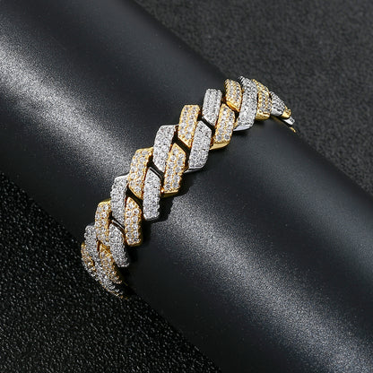 Hip Hop Minimalist Diamond Shape Cuban Link Cubic Zirconia Bracelet for Men