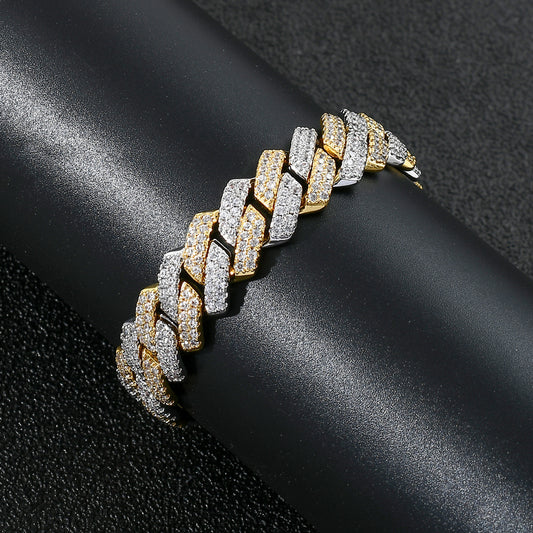 Hip Hop Minimalist Diamond Shape Cuban Link Cubic Zirconia Bracelet for Men