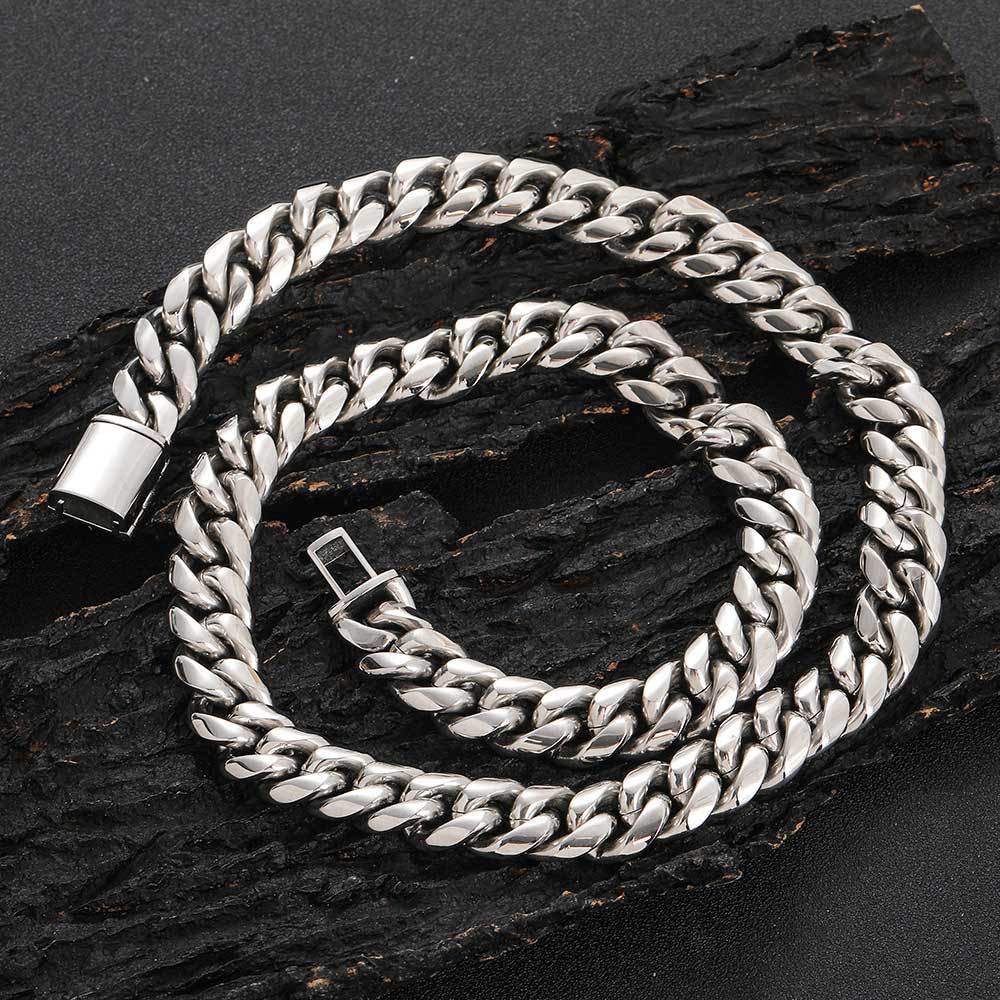 8-14 mm Polished Cuban Hip Hop Necklace with Stainless steel Base - CHA016 product image