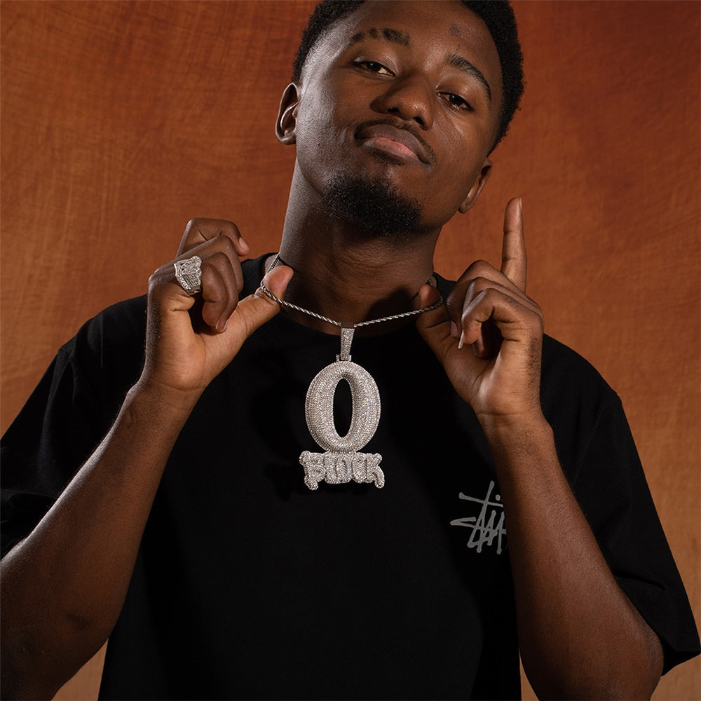 Iced Out Letter Pendant Necklace for Men and Women - Silver Plated Cubic Zirconia Hip Hop Statement Chain, 24 Inch Twist Rope Chain product image