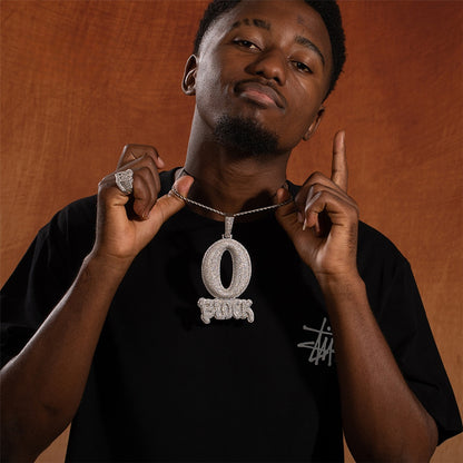 Iced Out Letter Pendant Necklace for Men and Women - Silver Plated Cubic Zirconia Hip Hop Statement Chain, 24 Inch Twist Rope Chain