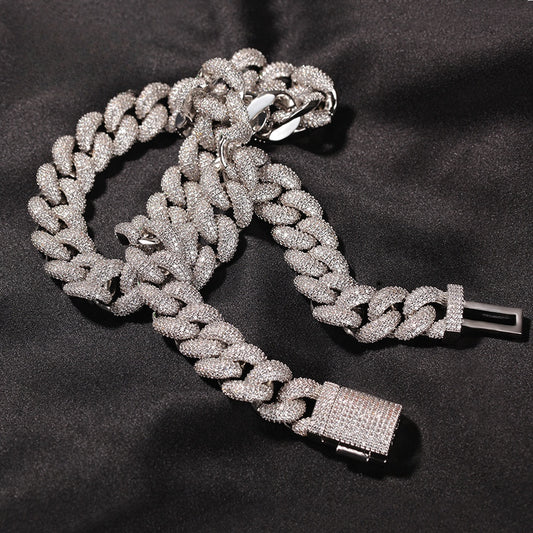 Iced Out Cuban Link Chain Necklace for Women & Men – Gold Plated or Silver Plated Cubic Zirconia Statement Pendant Chain