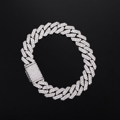 Iced Out Cuban Link Chain Bracelet 12mm Zircon Link Chain for Men and Women
