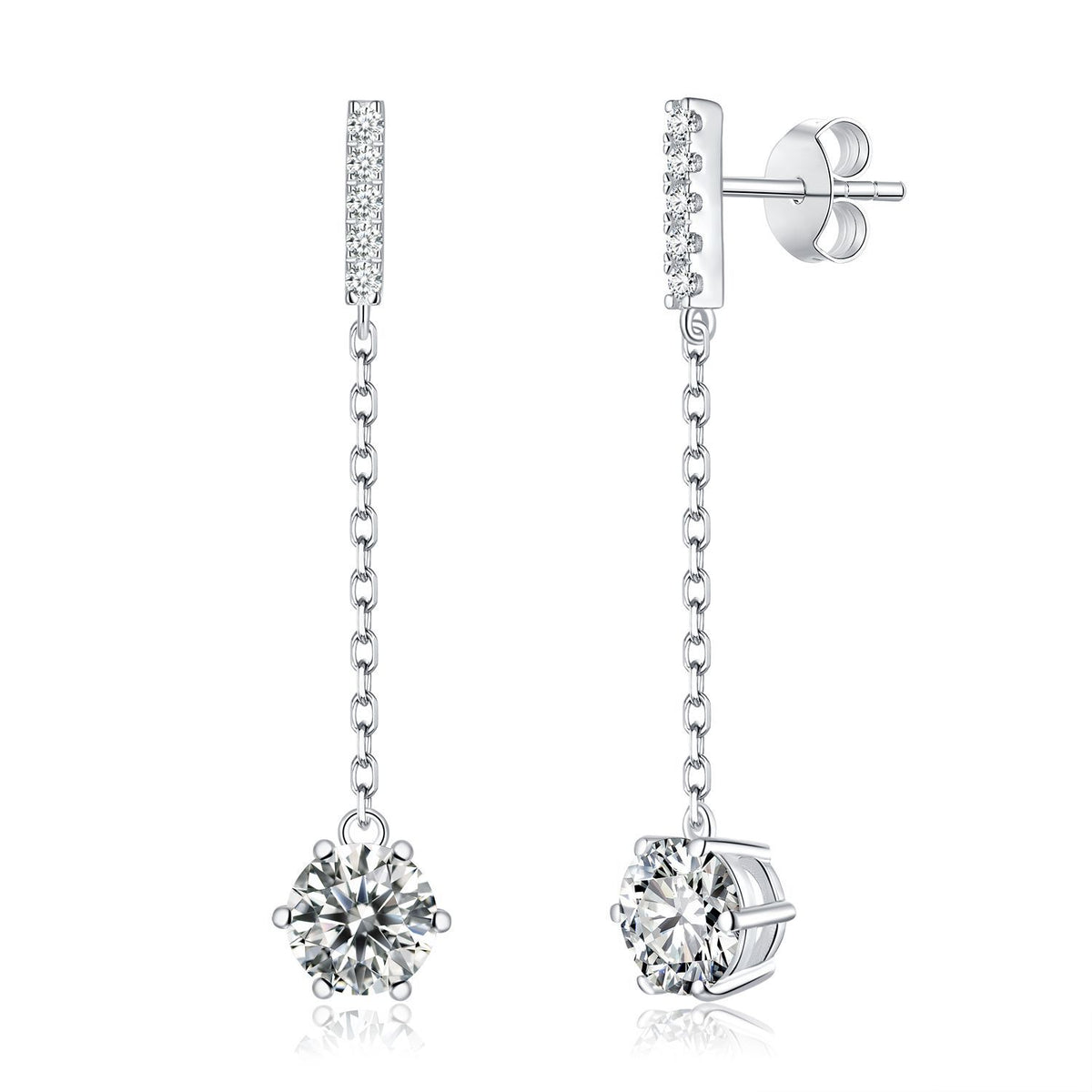 925 Sterling Silver Moissanite Chain Drop Earrings for Women, Dangle Stud Earrings product image
