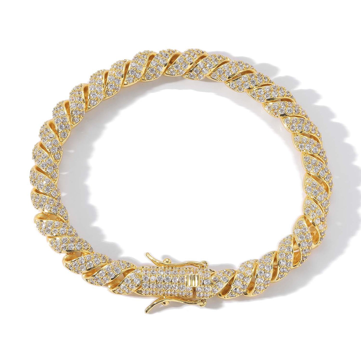 Hip Hop Punk Cuban Link Cubic Zirconia Bracelet for Men