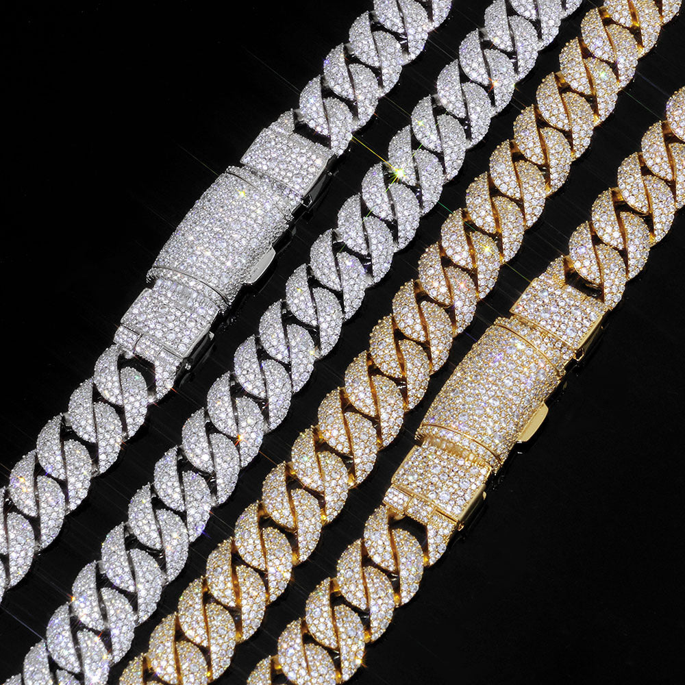 14 mm Iced Cuban Hip Hop Necklace or Bracelet with Cubic Zirconia on a Copper Base - CHA418 product image