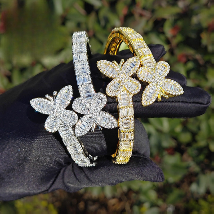Unisex Iced Out Butterfly Statement Bracelet