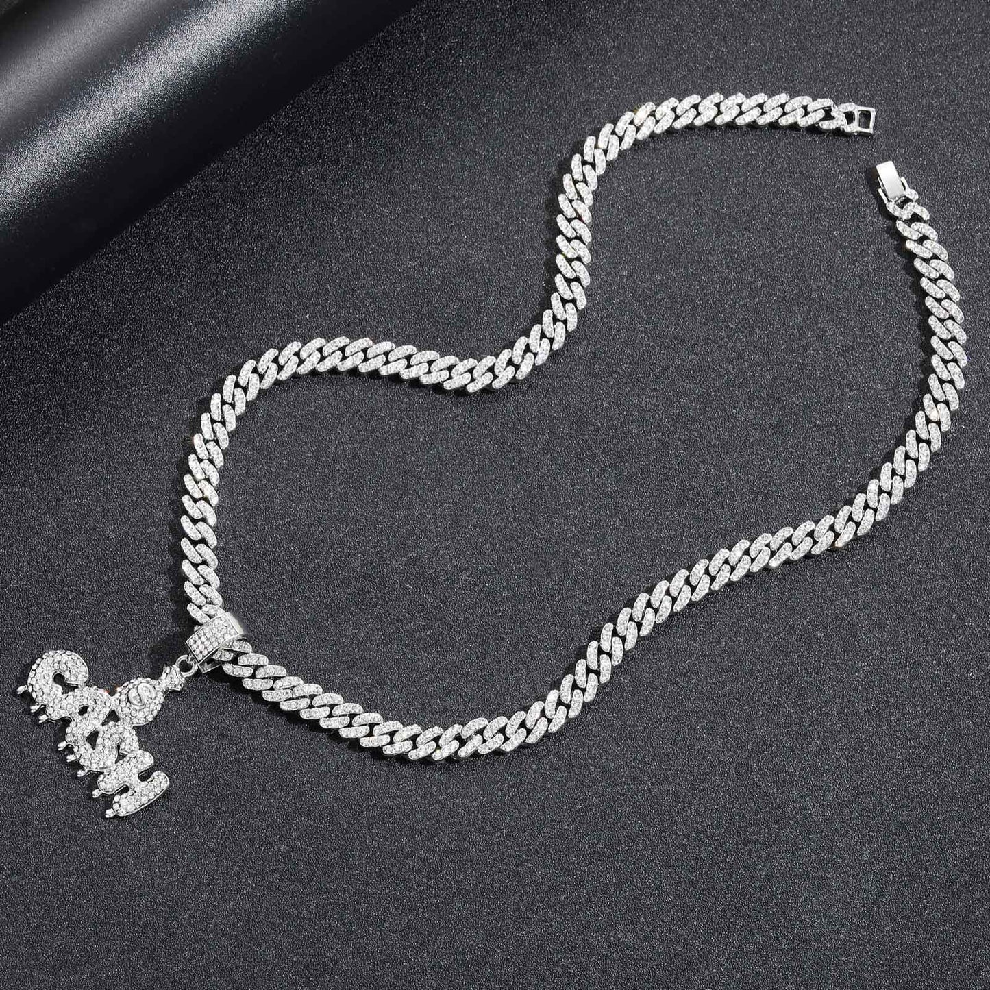 Hip Hop Letter Teardrop Dollar Alloy Pendant Necklace for Men and Women