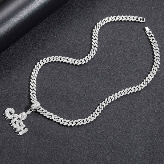 Hip Hop Letter Teardrop Dollar Alloy Pendant Necklace for Men and Women