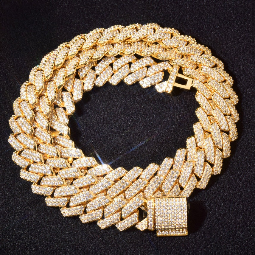 Iced Out Cuban Link Chain Necklace for Men Unisex Hip Hop