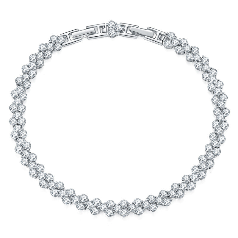 925 Sterling Silver Moissanite Cluster Bracelet, 2.5mm Irregular V-Shape product image