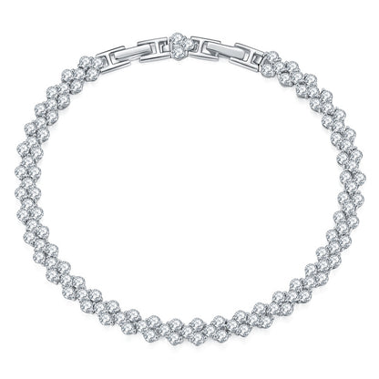925 Sterling Silver Moissanite Cluster Bracelet, 2.5mm Irregular V-Shape