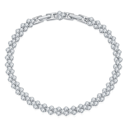 925 Sterling Silver Moissanite Cluster Bracelet, 2.5mm Irregular V-Shape product image