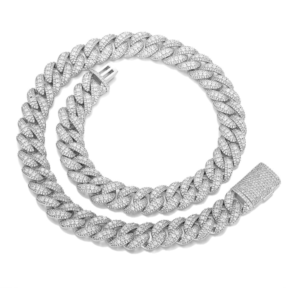 Iced Out Cuban Link Chain Bracelet, Unisex Hip Hop Link Jewelry, 18mm product image