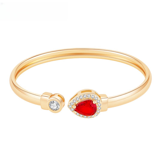 Elegant Pear Crystal Open Cuff Bracelet for Women Statement Jewelry