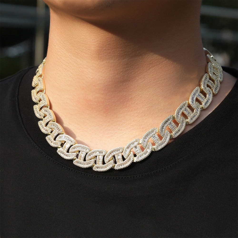 Iced Out Cuban Link Chain Necklace for Women & Men - Gold Plated or Silver Plated Cubic Zirconia Statement Pendant Chain