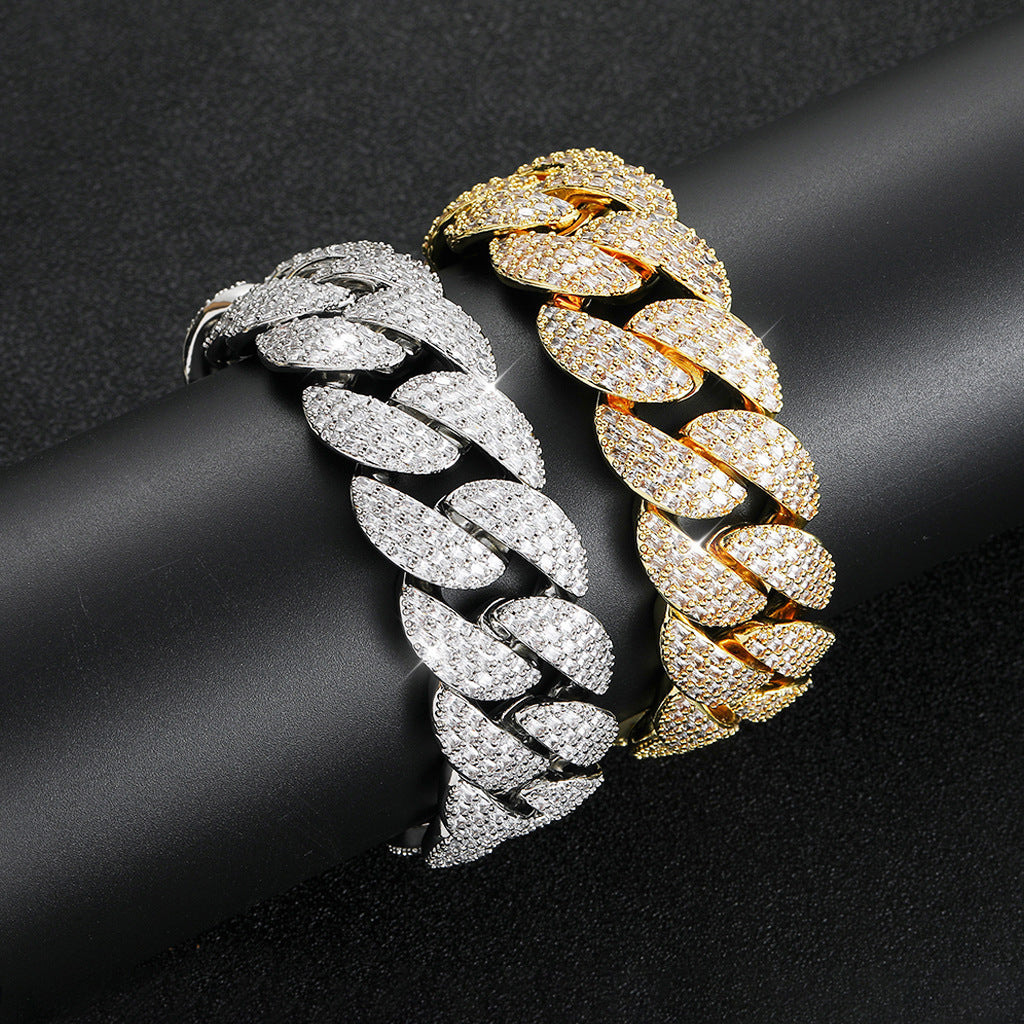 Hip Hop Cuban Link Bubble Cubic Zirconia Bracelet for Men