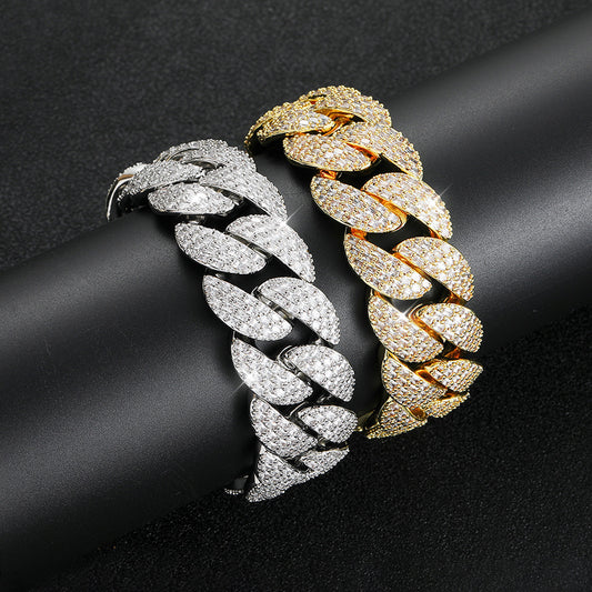 Hip Hop Cuban Link Bubble Cubic Zirconia Bracelet for Men
