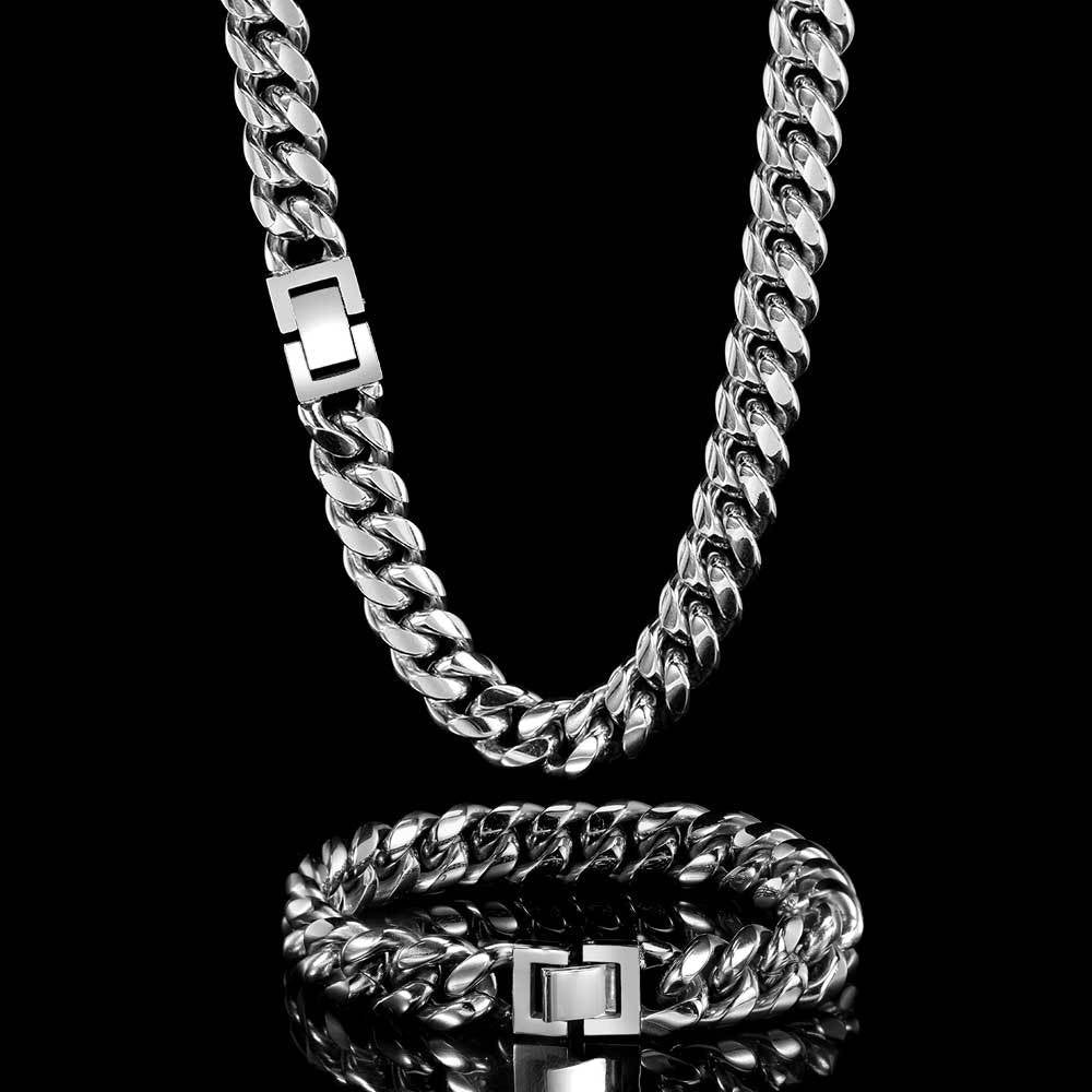 14-18 mm Polished Cuban Hip Hop Necklace or Bracelet with Stainless steel Base - CHA110 product image