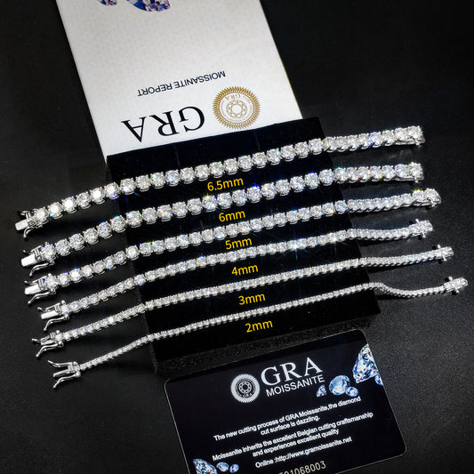 Moissanite Tennis Bracelet, 925 Silver Iced Out Chain for Men Women