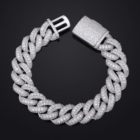 Pavé Cuban Link Bracelet, Unisex Hip Hop Bracelet, 15mm/18mm, Box Clasp product image