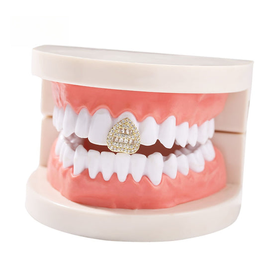 Hip Hop Heart Tooth Cap Charm for Women and Men - Gold or Silver Plated Copper Grill Accessory