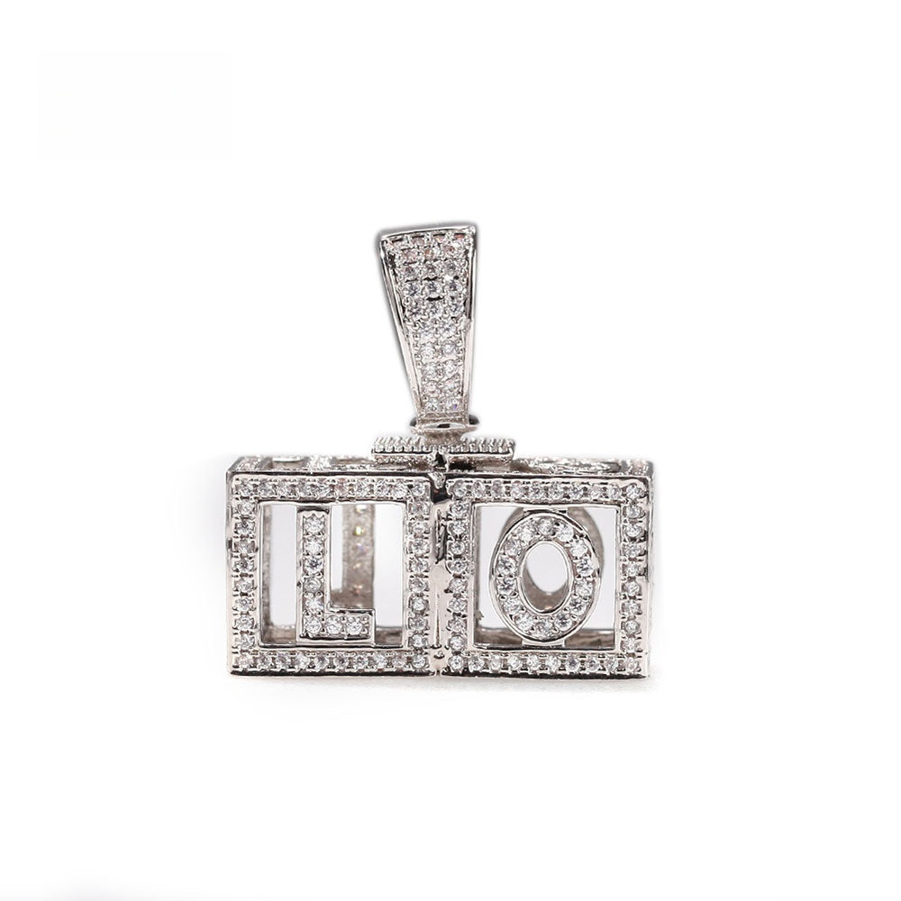 Silver-tone two-letter block pendant example product image