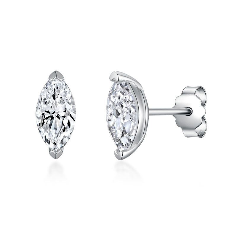 Marquise Moissanite Stud Earrings for Women, 4 x 8 mm, S925, 18K Gold-Plated product image
