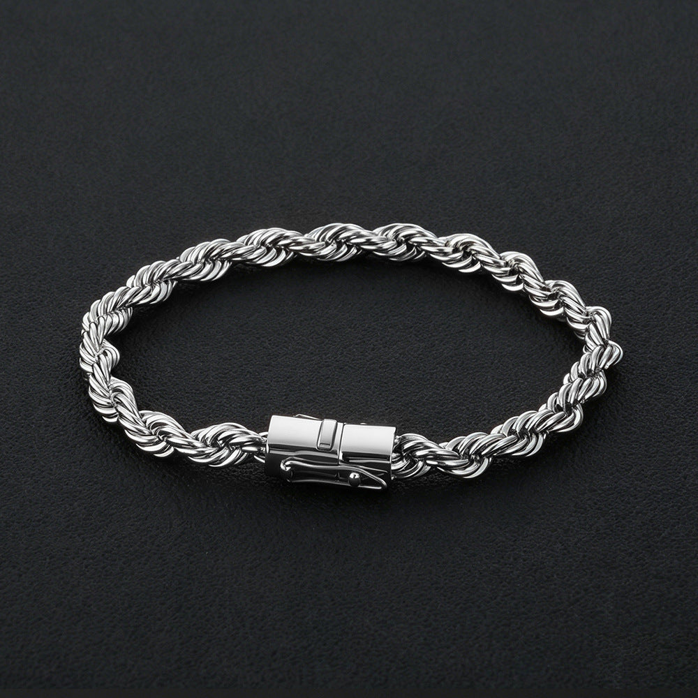 6 mm Polished Rope Chain Hip Hop Bracelet with Stainless steel Base - CHA486 product image