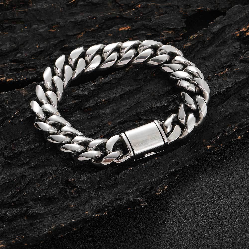 8-14 mm Polished Cuban Hip Hop Bracelet with Stainless steel Base - CHA016 product image