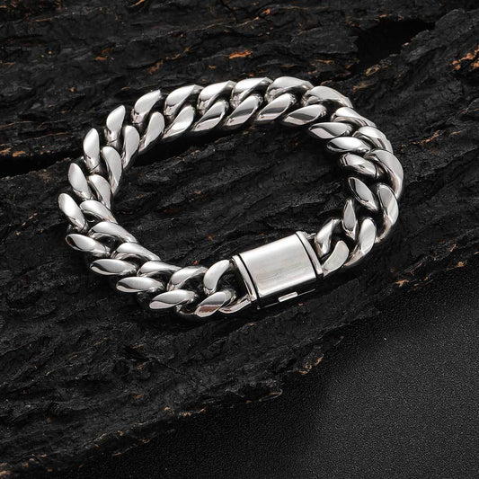 8-14 mm Polished Cuban Hip Hop Bracelet with Stainless steel Base - CHA016 product image