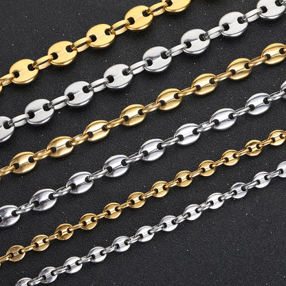 6-11 mm Coffee Bean Mariner Stainless steel Necklace or Bracelet - CHA028