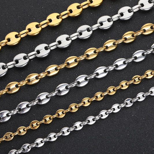 6-11 mm Coffee Bean Mariner Stainless steel Necklace or Bracelet - CHA028 product image