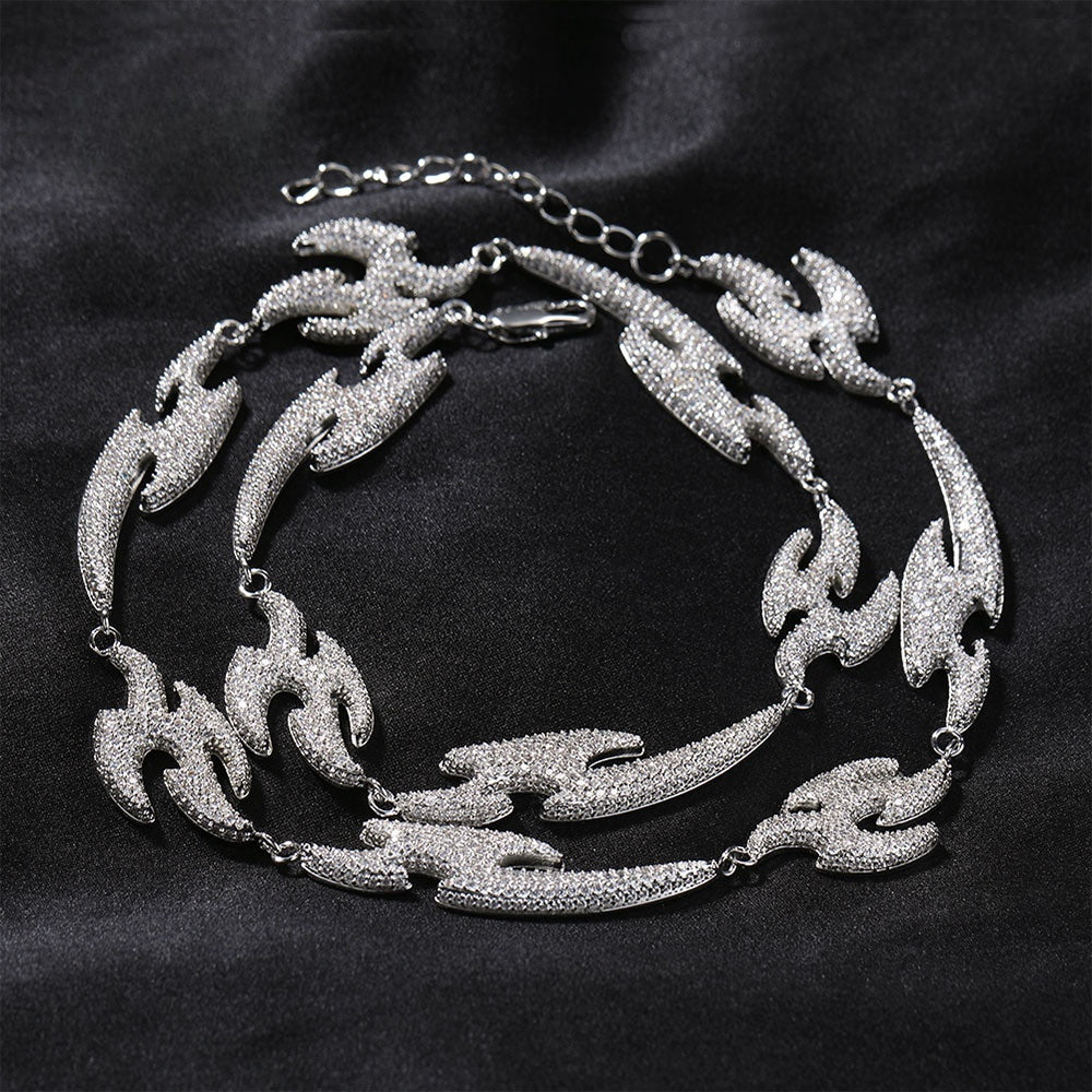 Unisex Iced Flame Chain Necklace with Cubic Zirconia Pendant Style in Gold or Silver product image