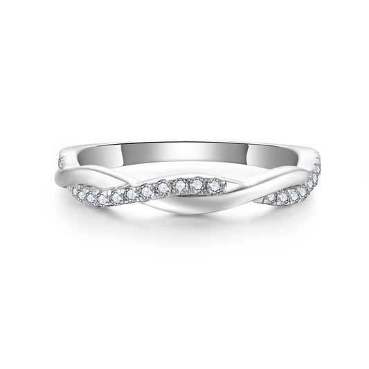Moissanite Twist Crossover Ring for Women, Elegant Stacking Wedding Ring product image