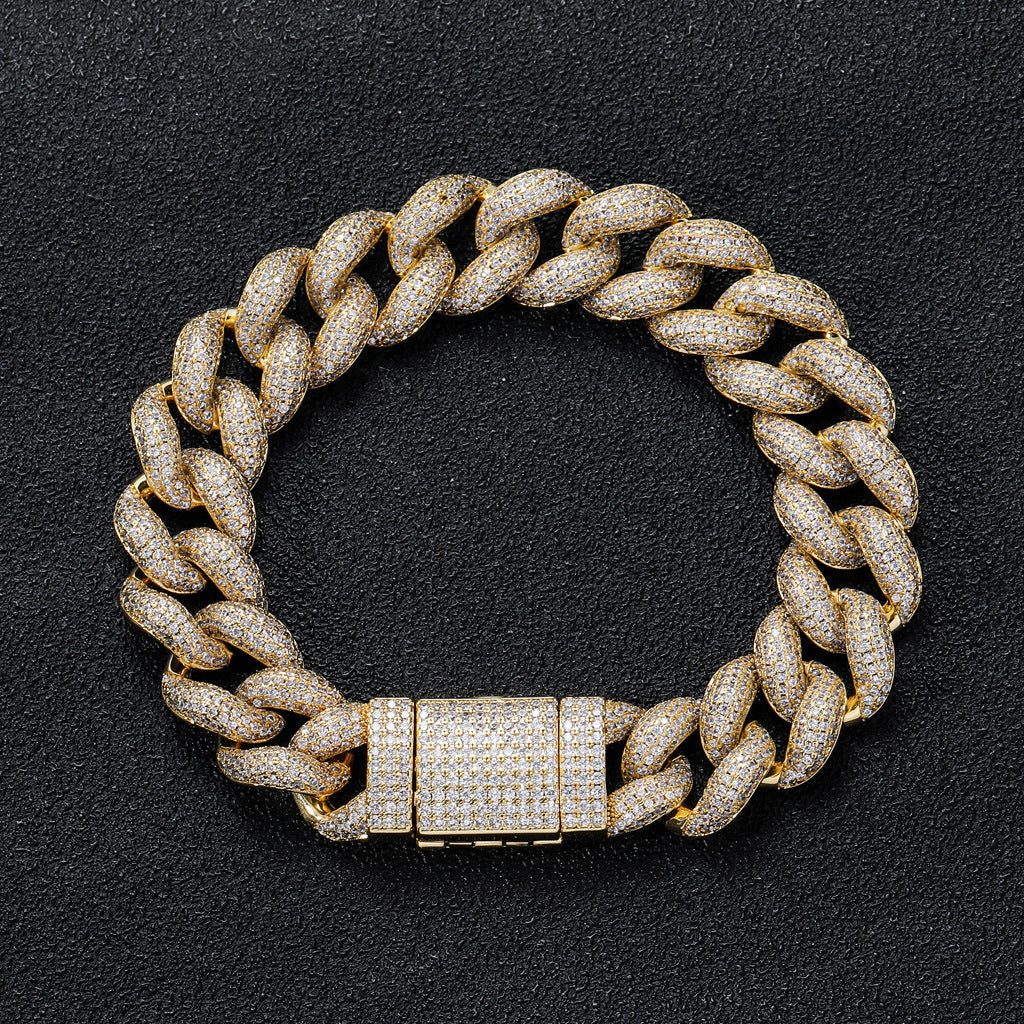 Hip Hop Cuban Link Bubble Cubic Zirconia Bracelet for Men