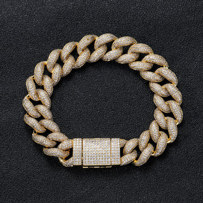 Hip Hop Cuban Link Bubble Cubic Zirconia Bracelet for Men