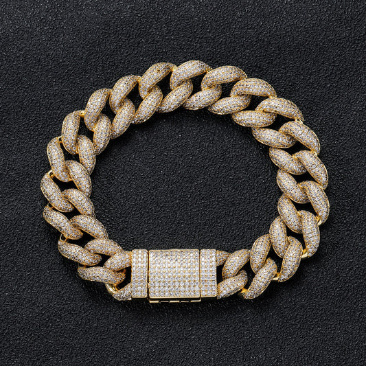 Hip Hop Cuban Link Bubble Cubic Zirconia Bracelet for Men