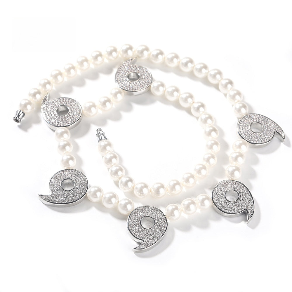 Silver Plated Round Line Pendant Pearl Necklace for Women and Men – Trendy Statement Chain 18/20/22/24 Inch