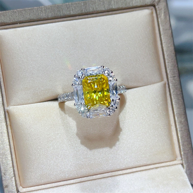 3 Carat Yellow Radiant Cut Moissanite Halo Ring for Women product image