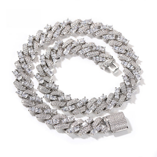 Iced Out Cubic Zirconia Line Chain Necklace Bracelet Set for Women and Men, Gold Plated or Silver Plated Statement Jewelry